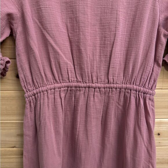 Outerknown Size Medium Organic Cotton Oydssey Peasant Tiered Midi Dress - Picture 10 of 13